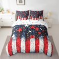 thumbnail image 2 of Manfei Blue Red Stars Bed in a Bag King Size,Splatter Ink Bed Set,Red White Lines Bedding King Size,Super Cozy Room Decorative Reversible,7 Pieces, 2 of 7