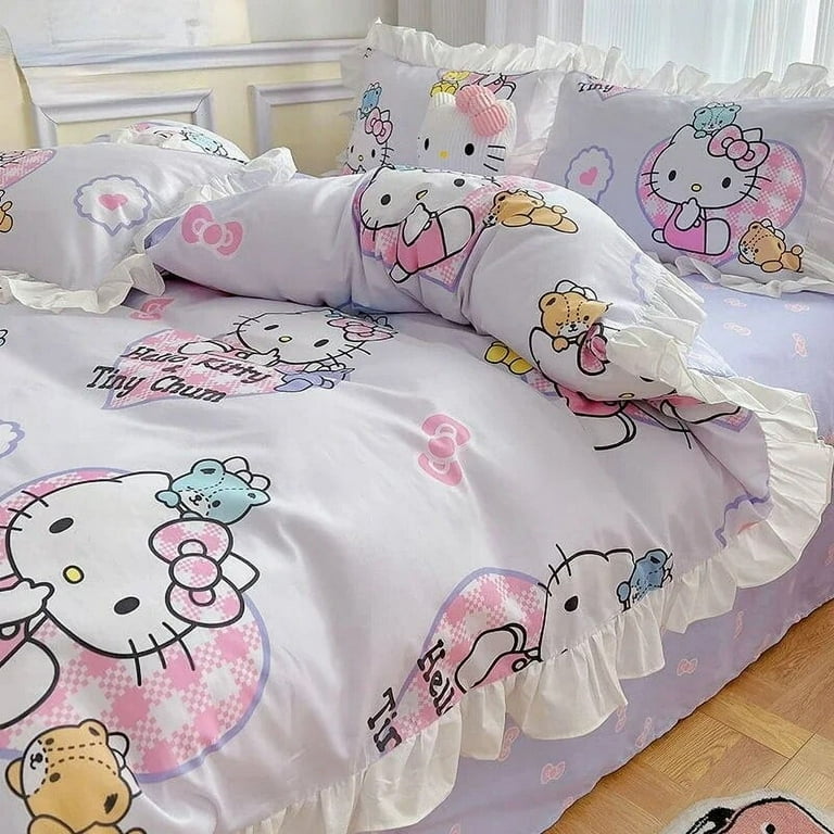 sanrio Hello Kitty Cartoon Pure Cotton Bed Set Four Piece Kawaii - Main Image