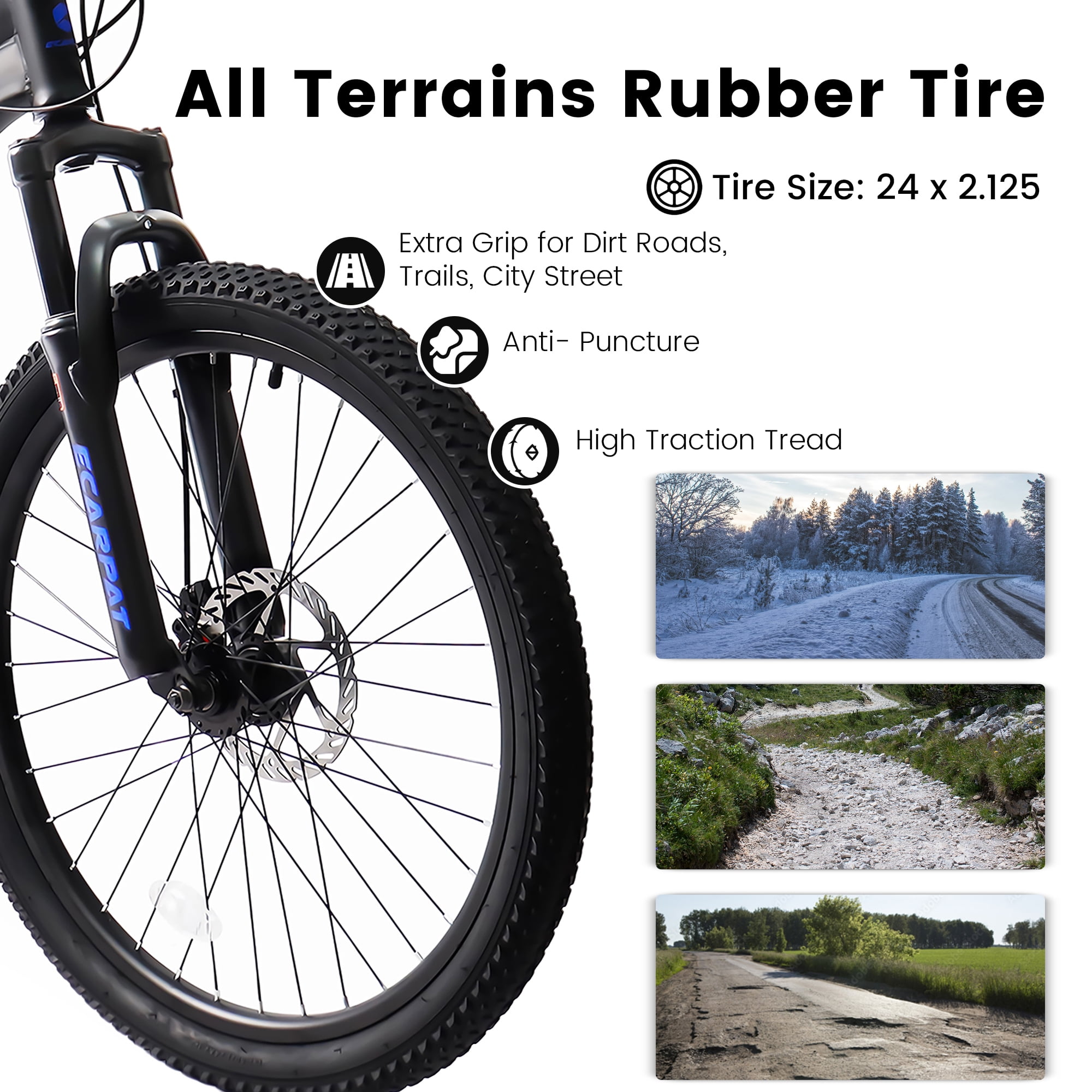 Aezusy Mountain Bike 24 inch Wheels, 21-Speed Full Suspension Mens Womens Trail Commuter City Mountain Bicycles with Carbon Steel Frame, Disc Brakes ,Blue and Black