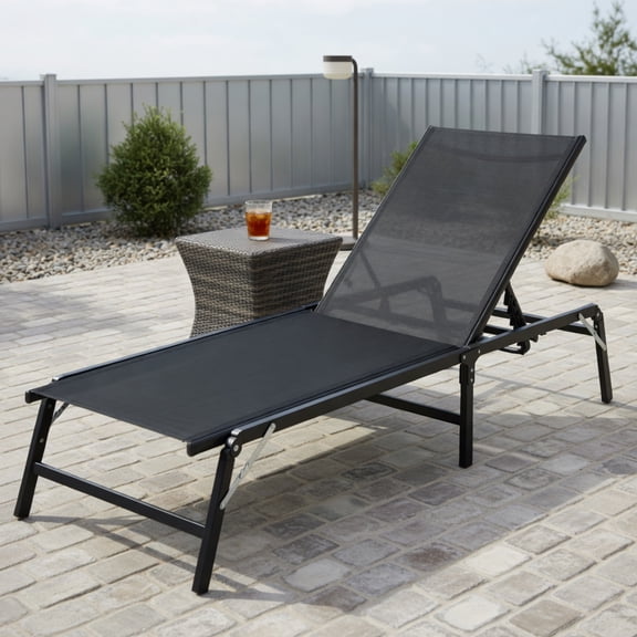 Yardi Yard Chaise Lounge Chair Set of 2, Foldable Patio Lounge Chairs for Outdoor as Yard, Black