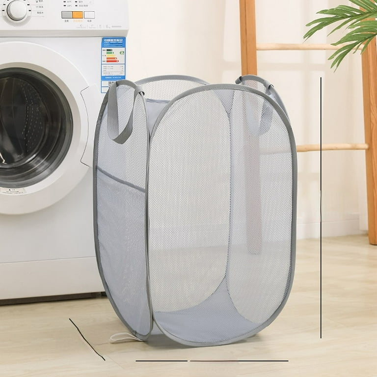 Mesh Up Laundry Hamper Folding Basket Compact Laundry Room Storage