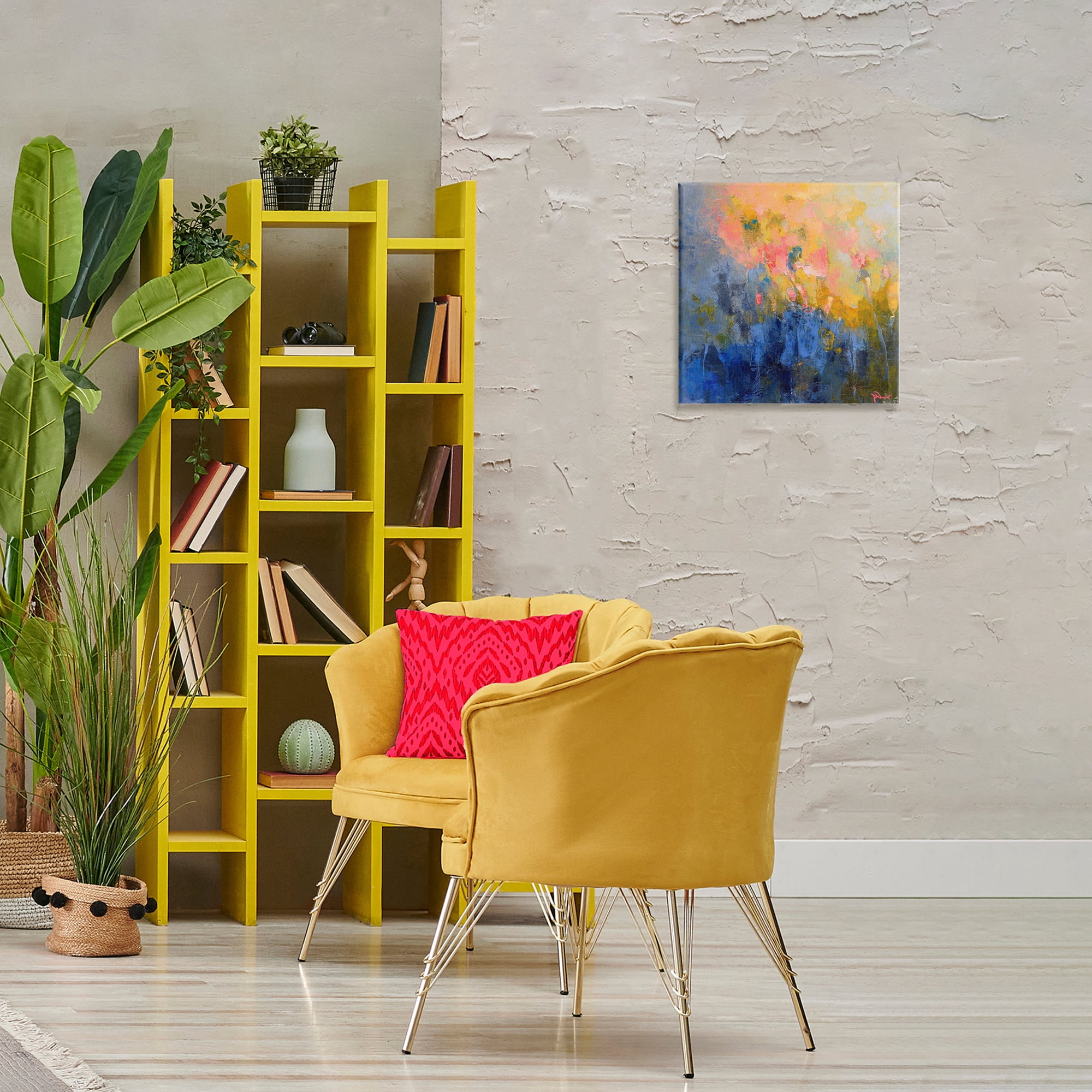 Stupell Industries Radiant Abstract Impression Abstract Painting Wrapped Canvas Art Print Wall Art, 17 x 17