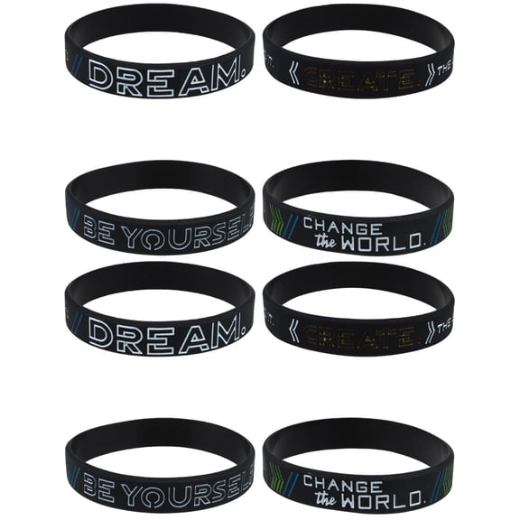 WORGEOUS 8 Pcs Silicone Bracelet Motivational Wristband Elastic Inspirational Wrist Strap Bangle for Teens ( Be Yourself Create)