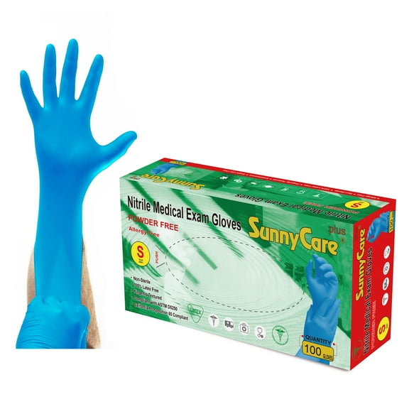 100pcs #8601 SunnyCare 5.0 mil Nitrile Exam Gloves Chemo-Rated (Non Vinyl Latex) Size: Small