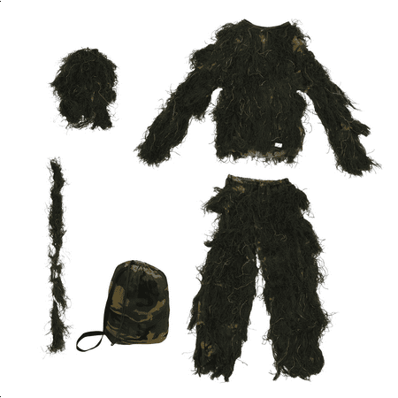 5 in 1 Suit 3D Camouflage Outdoor Hunting Apparel Including Jacket Pants Hood Carry Bag for Adults Kids Youth