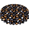thumbnail image 3 of Halloween Spooky Round Tablecloth Black Bat Cobweb and Ghost Decorative Table Cloth 60 Inch Polyester Fabric Farmhouse Pumpkin Table Cover for Home Kitchen Outdoor Halloween Party, 3 of 6
