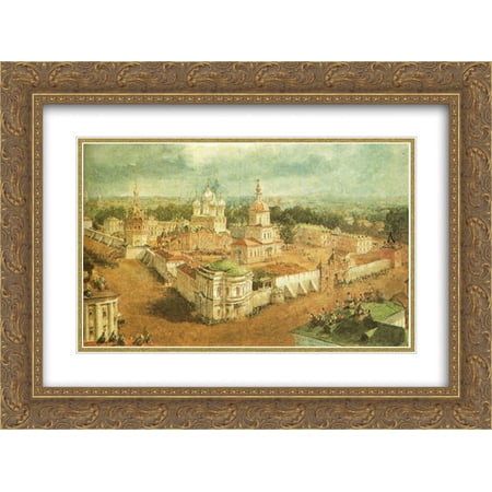 Vasily Sadovnikov 2x Matted 24x18 Gold Ornate Framed Art Print 'Bogojavlensky Anastadjin Monastery in Kostroma'