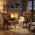 thumbnail image 4 of Homy Casa Accent Chair with Arms, Mid Century Lounge Chair for Living Room, Brown Faux Suede, 4 of 8