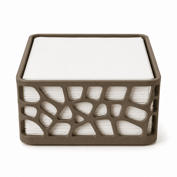 DBOZE Modern Square Napkin Holder for Table, 7.09 Inch Geometric Cutout Paper Napkin Organizer for Kitchen, Dining Table & Countertop, Fits Standard Luncheon Napkins