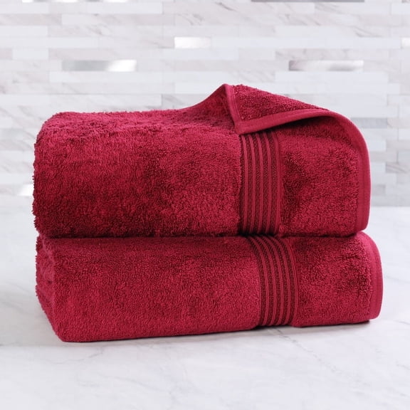 Superior Egyptian Cotton Absorbent Burgundy Bath Sheet Set of 2