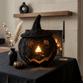 thumbnail image 6 of THOPBPRK Halloween Seagrass & Metal Pumpkin Basket - 10.2" Handmade Woven Jack O' Lantern Halloween Centerpiece & Fall Porch Decor, 6 of 7
