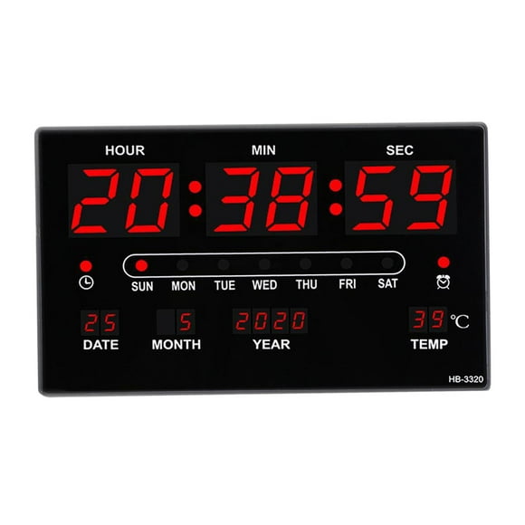 Reloj Despertador de Pared Digital LED Calendario con Temperatura Interior Fecha Y Día de La , Temporizador de Reloj de Escritor