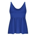 thumbnail image 5 of ZQGJB Women's Summer Flowy Tank Tops Loose Fit Sleeveless Strap Ruffle V Neck Shirts Babydoll Tunic Tank Peplum Tops Blue XL, 5 of 7