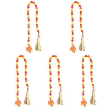 

BESTONZON 5pcs Wood Beading Tassel Pendant Thanksgiving Wooden Craft Wall Hanging Decor