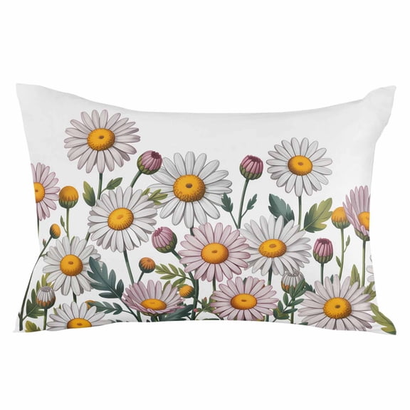 Botanical Flowers Throw Pillow Cover 20 x 30 Inch Decorative Pillow Cover Watercolor Farmhouse Daisy Herbs Lumbar Pillowcase Seasonal Rectangle Cushion Case for Couch Sofa Bed Living Room