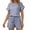 Blue, variant on Matching Set Summer 2 Piece Short Sleeves Crew Neck Breathable Pajama Set with Pocket Ruffle Loungewear Classic Sleepwear