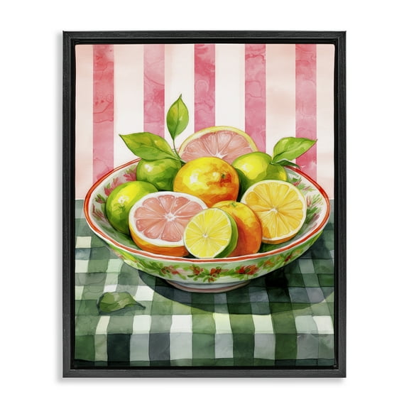 Stupell Industries Mixed Citrus Bowl Food & Beverage Painting Black Floater Framed Canvas Art Print Wall Art, 17 x 21