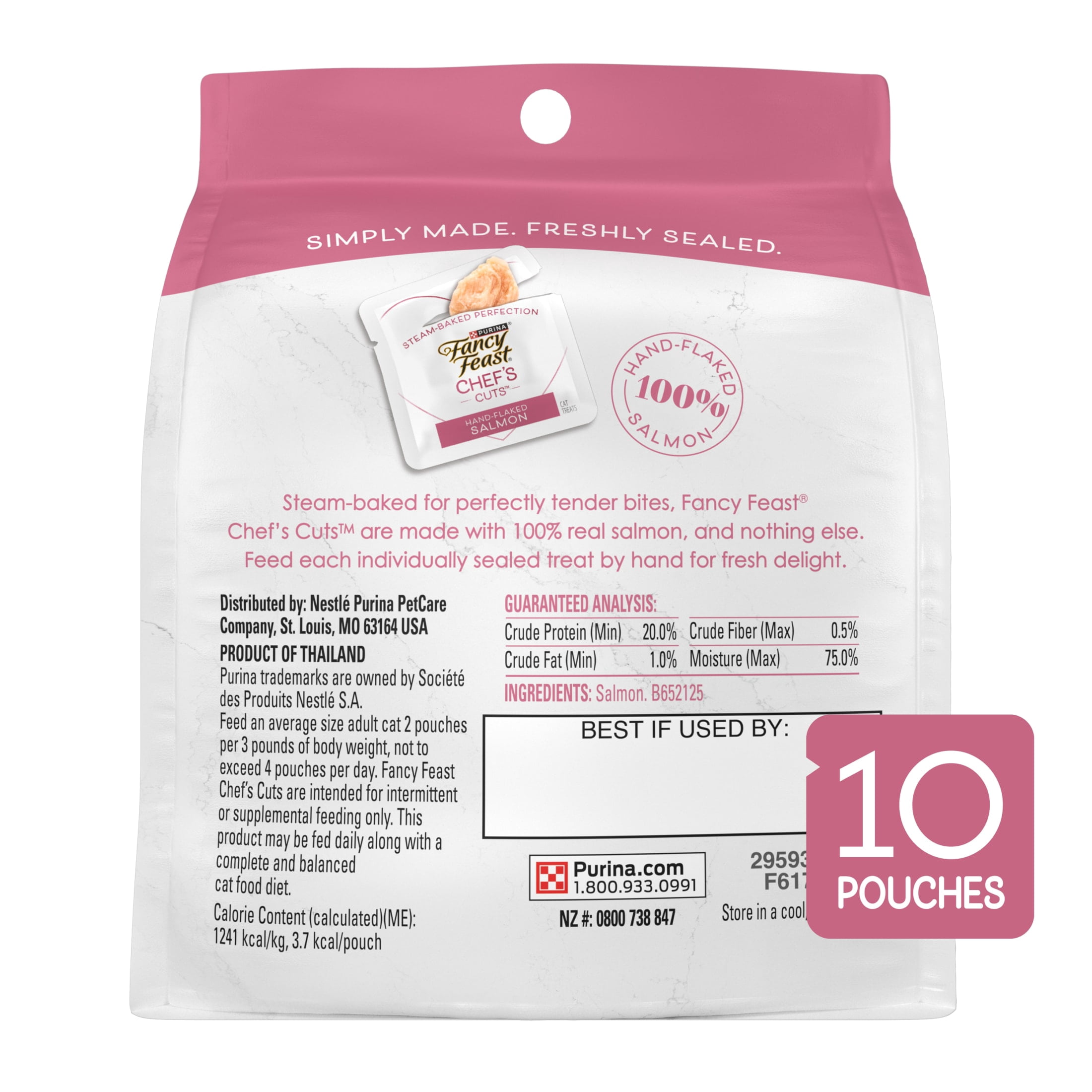 Purina Fancy Feast Chef’s Cuts Real Hand-Flaked Salmon Natural Soft Cat Treats, 1.06 oz.