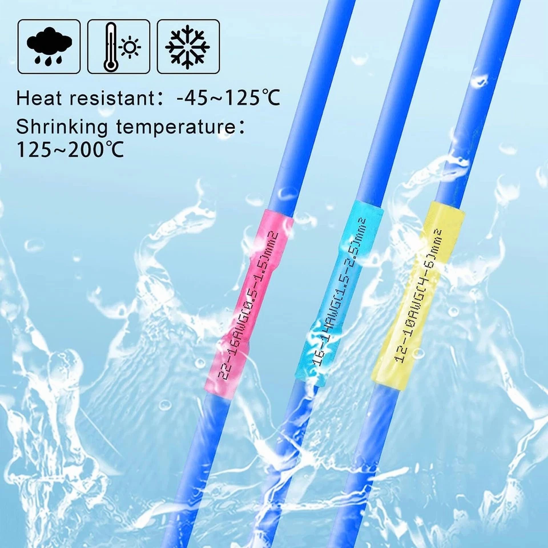 BUTTERFLY- 200Pcs Heat Shrink Butt Connector Waterproof Electrical Wire Marine Butt Splice