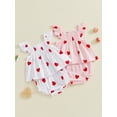thumbnail image 3 of Gzhioc Infant Baby Girls Valentine's Day Outfits 3 6 12 18 24 Months Heart Print Flying Sleeve Smocked Tops and Ruffled Shorts Summer 2 Piece Set, 3 of 9