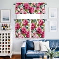 thumbnail image 4 of Spring Watercolor Pink Flowers Curtain Tier and Valance Set 3 Piece, Country Floral Leaf 3-inch Rod Pocket Window Tier Curtains Valance for Kitchen Living Room, 4 of 9