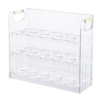 PuSpu 3-Tier Egg Holder 26x21.5x10 cm Clear Plastic Fridge Organizer Stackable Ventilated Tray Holds 30 Eggs Space-Saving Kitchen Storage