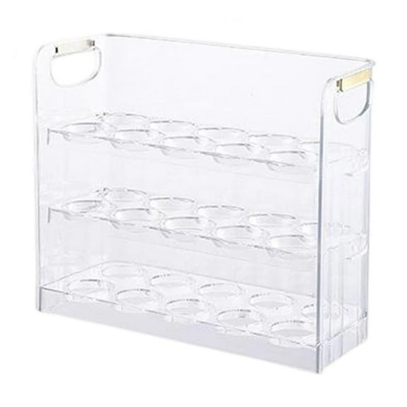 PuSpu 3-Tier Egg Holder 26x21.5x10 cm Clear Plastic Fridge Organizer Stackable Ventilated Tray Holds 30 Eggs Space-Saving Kitchen Storage