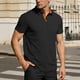thumbnail image 4 of Ceisia Men's Slim Fit Short Sleeve Polo Shirt Herringbone Texture Color-Blocked Henley Collar Spring Summer Shirt Gift, 4 of 6