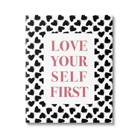 Stupell Industries Love Yourself First Phrase Graphic Art Gallery Wrapped Canvas Print Wall Art, Design by Martina Pavlova