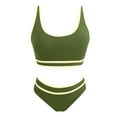 thumbnail image 7 of TOWED22 Women's High Waisted Bikini Sets Sporty Two Piece Swimsuits Color Block Cheeky High Cut Bathing Suits（AG,XL）, 7 of 7