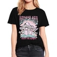 thumbnail image 1 of Women'S Vintage Dreamland Graphic Tee, 100% Polyester Knit Fabric, Crew Neck, Short Sleeve, Regular Length, Summer Casual T-Shirt with Geometric Pattern Print, 1 of 6