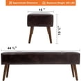 thumbnail image 4 of Furnimart Faux Leather Bench Ottoman, Tufted Button Bedroom Benches Footrest Stool in Solid Wood Legs, Long and Dining Bench, Indoor Bench for Entryway Living Room Bedroom (Leather-BlackBrown), 4 of 11