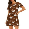 thumbnail image 1 of KLL Mignon Paresseux Ours Relaxant dans une Tasse de Café Imprimé Chemise de Nuit à Manches Courtes pour Femmes Chemise de Nuit Confortable Col Rond Mignonne Robe de Nuit à Volants, 1 of 6