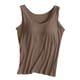 thumbnail image 1 of Camiseta deportiva sin mangas de color liso para yoga para mujer: almohadilla en el pecho, sin aros, tirantes anchos, camiseta sin mangas informal, cuello redondo, ropa de verano, 1 of 3