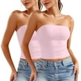 thumbnail image 1 of Timegard Tube Bras for Women 2pc Strapless Slim Comfy Solid Color Casual Summer Cropped Tank Top Bras, 1 of 6