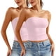 thumbnail image 1 of Blusa informal de verano sin tirantes de color liso para mujer, 2 piezas, de poliéster, 1 of 6