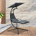 thumbnail image 4 of Costway Patio Hanging Hammock Chaise Lounge Chair with Canopy Cushion Gray, 4 of 11