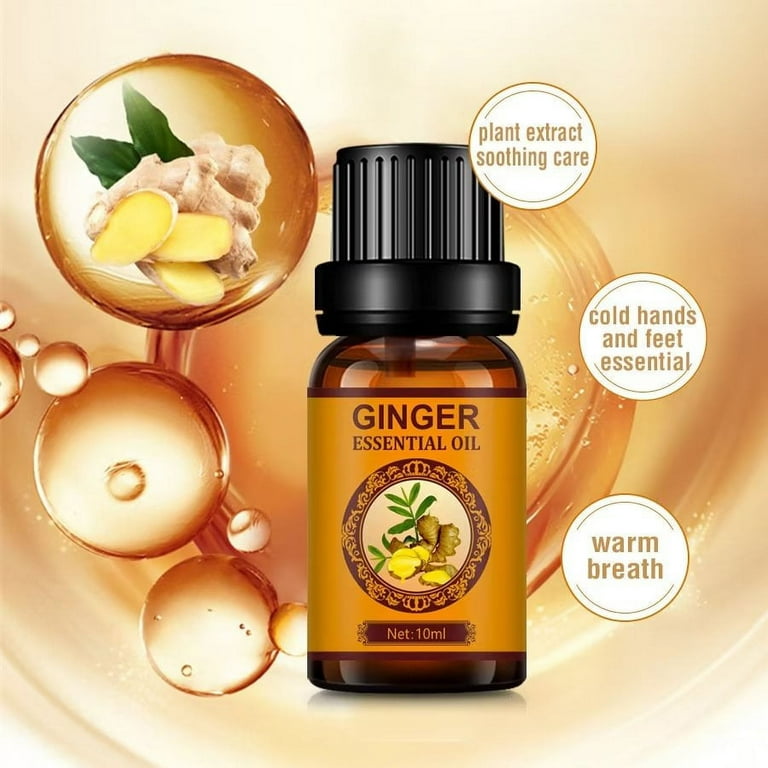 QLOUNI Ginger Essential Oil, Belly Drainage Ginger Oil, Lymphatic Drainage  Ginger Oil, Plant Aroma Oil Massage to Promote Blood Circulation, Care for  Skin, Fat Burning, Weight Loss, 1PCS, 10ML 