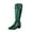 Green, variant on Xfvqtps Womens Chunky Heel Knee High Boots Patent Leather Fashion Winter Comfort Booties with Square Toe Buckle Detail Stylish Glossy Boots for Women Black
