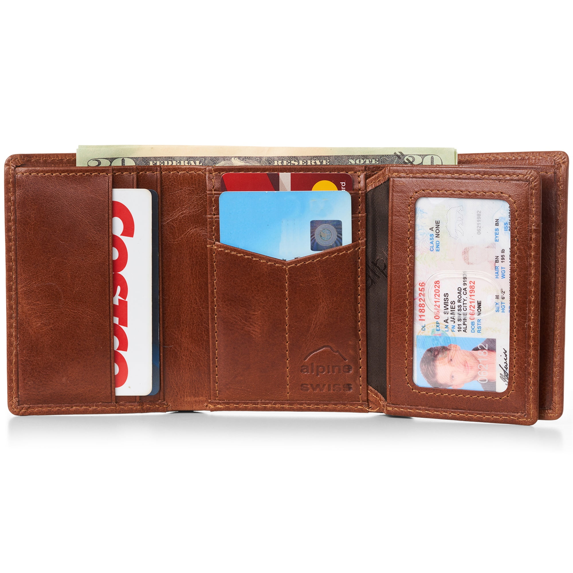 Alpine Swiss RFID Mens Wallet Deluxe Capacity Divided Bill Section 5 ...