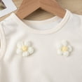 thumbnail image 4 of Conjunto de camiseta sin mangas con cuello redondo para niña, vestido sin mangas con botones finos para niña, falda francesa ceñida con cintura fruncida y volantes, conjunto de poliéster para niña, 4 of 6