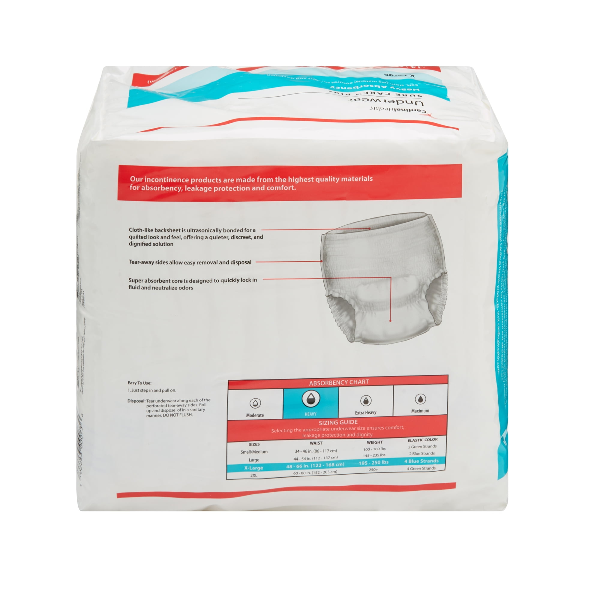 Cardinal Health Sure Care Extra Protective Underwear Moderate Absorbency -  M, L, XL