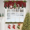 thumbnail image 4 of Christmas Valances for Windows, 42 x 18in, Winter Santa Gnome Pine Tree Xmas Snowfall Red Plaid Rod Pocket Kitchen Valance Curtain Light Filtering Window Treatments for Living Room Bedroom, 1 Panel, 4 of 7