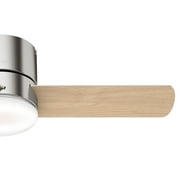 Hunter 44 inch Indoor Ceiling Fan with Light and Remote Control - For Bedroom or Living Room, Low Profile Mount, Modern Ceiling Fan with LED Light, Quiet, 3 Blades - Minimus 59454, Brushed Nickel