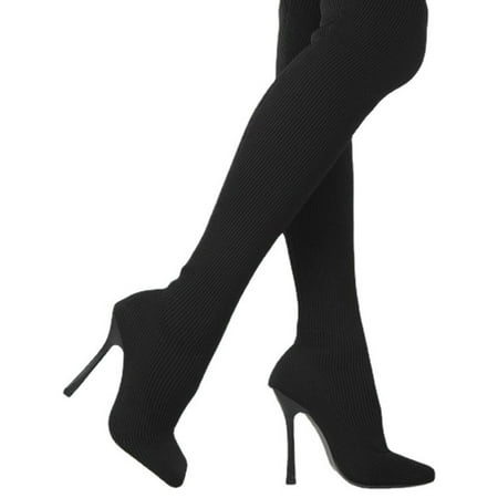 

Cowboy Boots for Women Over Knee Wide Calf Cowgirl Boots Fashion Thin Heel Comfortable Square Toe Elastic Knitting Over The Knee High Boots Comfortable Cowgirl Boots Western Cowboy Boots