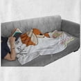 thumbnail image 5 of Fox Soft Flannel Fleece Throw Blanket, Happy Animal Have a Nice Day Lettering on Polka Dots Colorful Herbs, Cozy Plush for Indoor and Outdoor Use, 60" x 80", Multicolor, by Ambesonne, 5 of 5