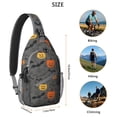 thumbnail image 5 of Sling Backpack,Gray Halloween Pumpkins Bats and Faces Sling Bag with Water Bottle Holder,Waterproof Sling Bag for Men/Women with Headphone Jack for Hiking,Travel, 5 of 6