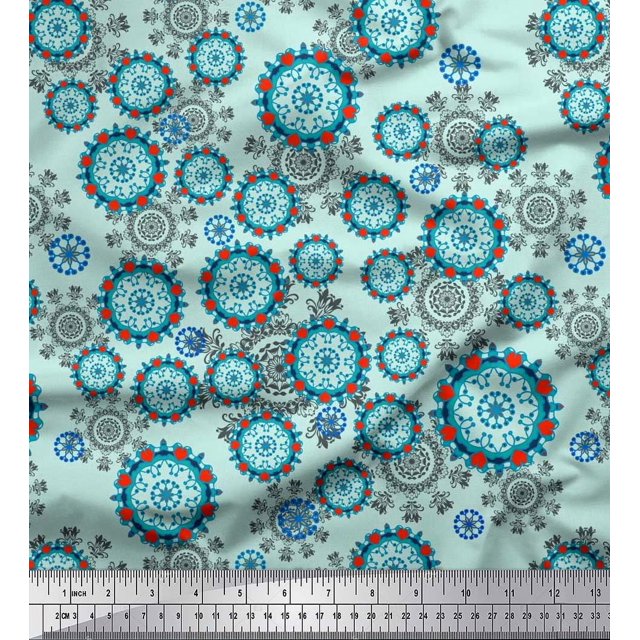 Soimoi Modal Satin Fabric Floral & Damask Ethnic Decor Fabric Printed Yard 42 Inch Wide