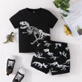 thumbnail image 3 of GYRATEDREAM Toddler Boy Summer Outfit Dinosaur Print Short Sleeve T-shirt Tops Elastic Shorts 2 Piece Summer Clothes,Size 5 Years, 3 of 4