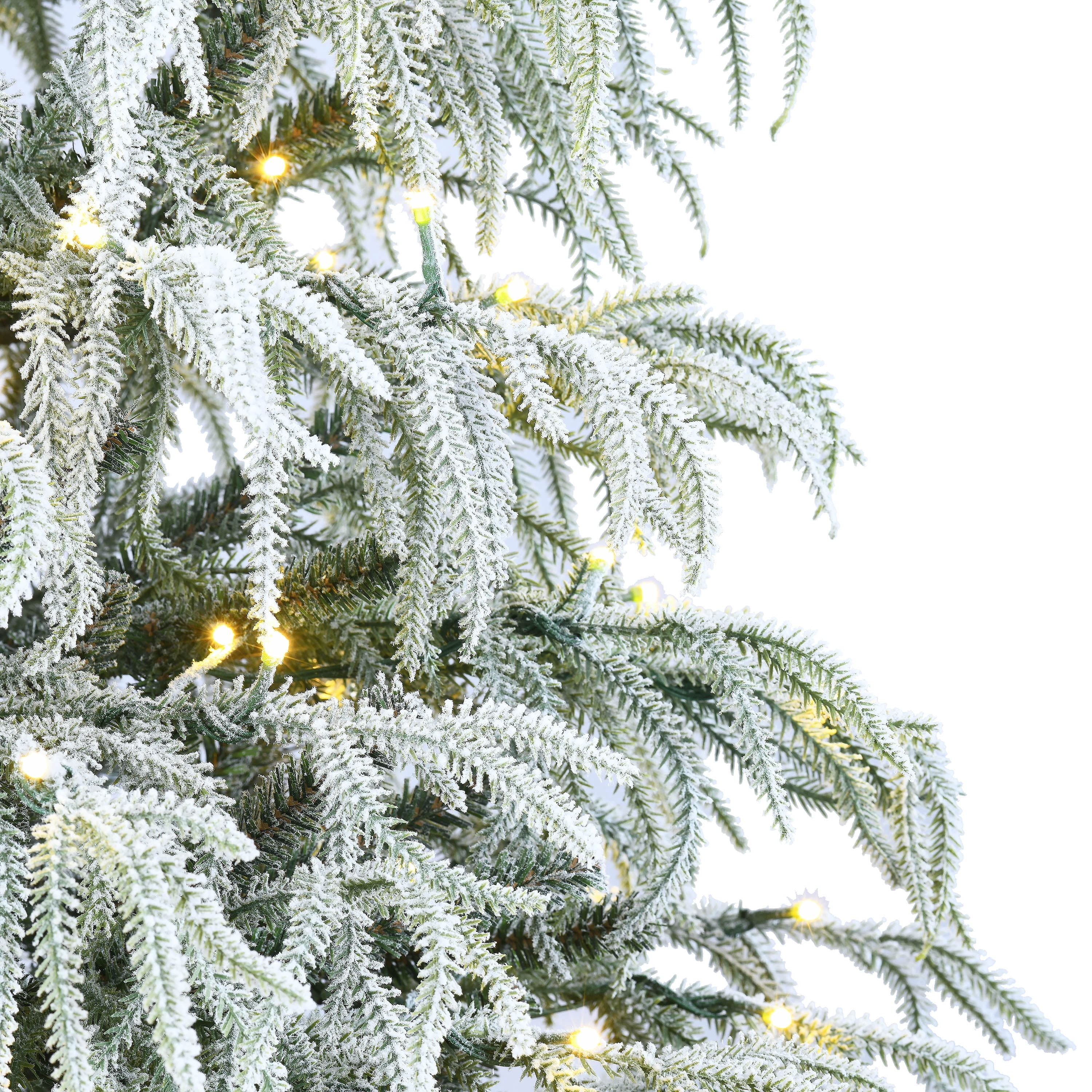 7.5' Pre-Lit Snow-Flocked Preston Green Artificial Christmas Tree with 350 Warm White LED Lights and Stand, by Holiday Time